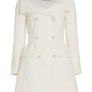 Self-Portrait Double-Breasted Boucle Minidress in Cream